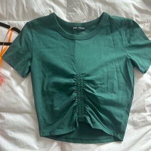 Zara Green Ruched Crop Top